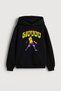 Football Player Ronaldo Printed Boys' Black Hooded Sweatshirt Hoodie