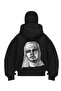 Black Stone Face Printed Balaclava Unisex Sweatshirt Cardigan