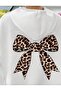 White Leopard Bow Back Printed Hooded Kangaroo Pocket Sweatshirt Hodie - 2