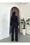 Women's Tie-Up Belted Shawl Collar Blazer Jacket Flared Leg Stretchy Pants Suit - 8