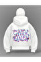 White Cash Only Printed Balaclava Oversized Sweatshirt Cardigan