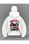 White Your Brand Printed Balaclava Oversize Sweatshirt Cardigan