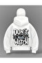 White Dont Watch Printed Balaclava Oversized Sweatshirt Cardigan