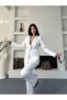 Women's Tie-Up Belted Shawl Collar Blazer Jacket Flared Leg Stretchy Pants Suit - 7