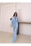 Women's Tie-Up Belted Shawl Collar Blazer Jacket Flared Leg Stretchy Pants Suit - 4