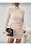 Women's Knitted Kumai High Neck Stretchy Mini Dress - 4