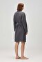 Honeycomb Textured Cotton Bathrobe Dark Gray - 5