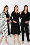 Women's Black Special Design Maternity Dressing Gown, Pajama Set, Nightgown 4-Piece Set