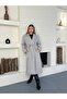 Belted long melton coat with pocket detail