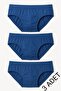 3 Pieces 100% Cotton Cobalt Blue Men's Slip Underwear – Breathable, Comfortable Fit - 3