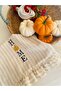 Beige Striped Linen Ruffle Detailed Embroidered Kitchen Towel - 4