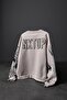 Men's Beige Nxtup Embroidered Sleeve Detail Oversize Sweatshirt