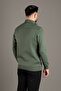 Men's Khaki Zippered Stand-Up Collar Knitwear - 5