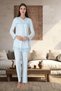Women's Blue Lace Cotton Maternity Maternity Pajamas Set - 4