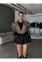 Black Fur Collar Tied Leather Jacket