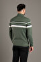 Men's Khaki Zippered Patterned Knitwear - 6