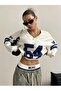 54 Number Printed V-Neck Oversize Sweatshirt - 3