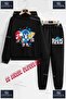 Children's Unisex Printed Hooded Tracksuit Set with the Text: "Sonic 3 Lu Kesik Boyali"