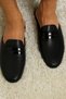 Men's Black Poly Sole Buckle Faux Leather Dowry House Slippers Q3L8K0Ck