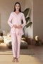 Women's Pink Lace Cotton Maternity Pajama Set - 2