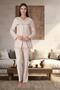 Women's Milk Coffee Lace Cotton Maternity Pajama Set - 2