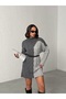 Women's Hair Braided High Neck Two-Tone Knitted Tunic