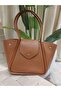 Single Compartment, Large Size Adjustable Faux Leather Handbag and Shoulder Bag with Snap Fasteners on the Sides - 2