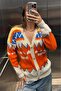 Oversize Patterned V-Neck Knitwear Cardigan Aw25Hi0033 - 8