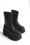 Lara Sinclair Black Women's New Season Thick Sole Elastic Zippered Daily Comfortable Fit Boots
