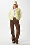 Women's Lean Soft Texture Polo Neck Yellow Basic Knitwear Cardigan Hi00179 - 5