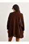Women's Brown Rice Patterned Cardigan Bat Sleeves - 3