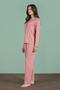 Women's Pink Lace Detailed Long Sleeve Pajama Set C6T6N91 - 4