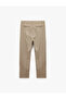 Buttoned Cotton-Linen Blend Pleated Fabric Trousers with Pocket Detail - 4