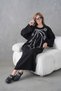 Women's Wide-Fit Long Knit Dress with Front Glass Pearls and Sequin Embroidery - 6