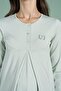 Women's Green Color Half Button Long Sleeve Maternity Pajamas Set C6T4N91 - 5