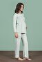 Women's Green Color Half Button Long Sleeve Maternity Pajamas Set C6T4N91 - 3