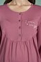 Women Dusty Rose Color Long Sleeve Half Button Maternity Pajamas Set C5T4N91 - 5