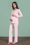 Women's Pink Color Lace Collar Long Sleeve Maternity Pajamas Set C4T4N91 - 4
