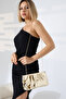 Gold Women's Chain Strap Portfolio Evening Bag Shiny Shoulder and Hand Bag for Invitations