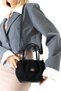 Black Women's Nubuck Bag Lined with Zipper - Crossbody Shoulder and Handbag Small Size - 5