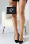 Black Glitter Women's Small Evening Bag with Chain Strap and Silver Accessory Detail Shoulder and Hand Bag - 2