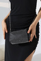 Black Women's Bag with Stone Detail, Chain Strap, Stylish Shoulder and Hand Bag, Small Size - 5