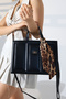 Black Women's Bag Large Size Zippered Leopard Scarf Detail - Cross Strap Shoulder and Hand Bag - 8