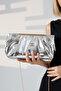 Silver Women's Chain Strap Portfolio Evening Bag Shiny Shoulder and Hand Bag for Invitations - 7