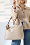 Beige Women's Bag Large Size Zippered Shoulder and Hand Bag - 5