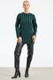 Striped stone appliqué waffle knit tunic - emerald - 2