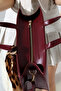Burgundy Women's Bag Large Size Zippered Leopard Scarf Detail - Cross Strap Shoulder and Hand Bag - 8