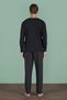 Men's Black Color Long Sleeve Round Neck Striped Detailed Pajama Set C0T4N91 - 6
