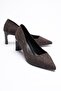 Cobraelle Women's Brown Nubuck Snake Printed Heeled Shoes (6.5 cm)