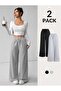 2-Pack Black-Grey Baggy Oversized Sportswear High Quality Loose Fit Stretchy Comfortable Fabric Sweatpants 220917